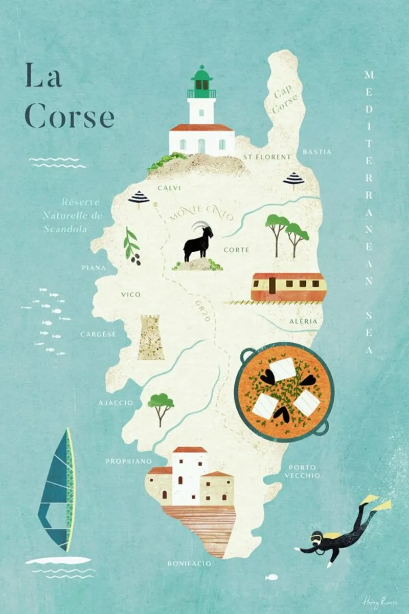 Map Of Corsica pellicola backlit da Henry Rivers