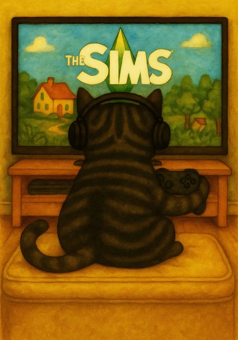 Katze spielen Spiele retro Kunst Zeichnung Acryl-Glas von genzaa
