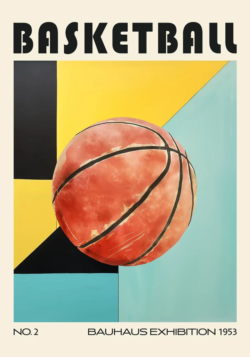 Basket-ball Bauhaus Milieu du siècle poster de BasketballShop