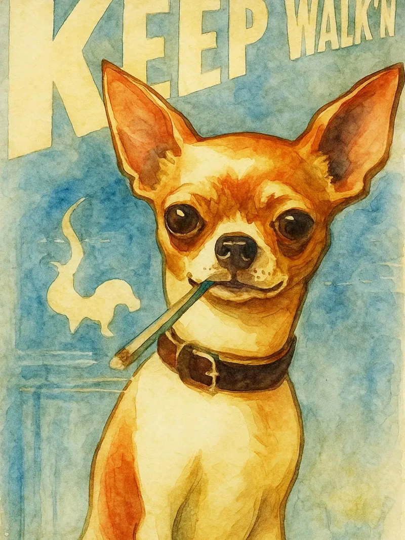 hond blijft lopen retro kunst tekening canvas met Baklijst van genzaa