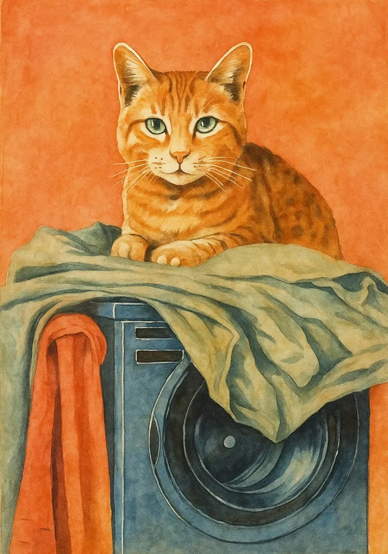 funny cat laundry retro art drawing acrylic glass by genzaa