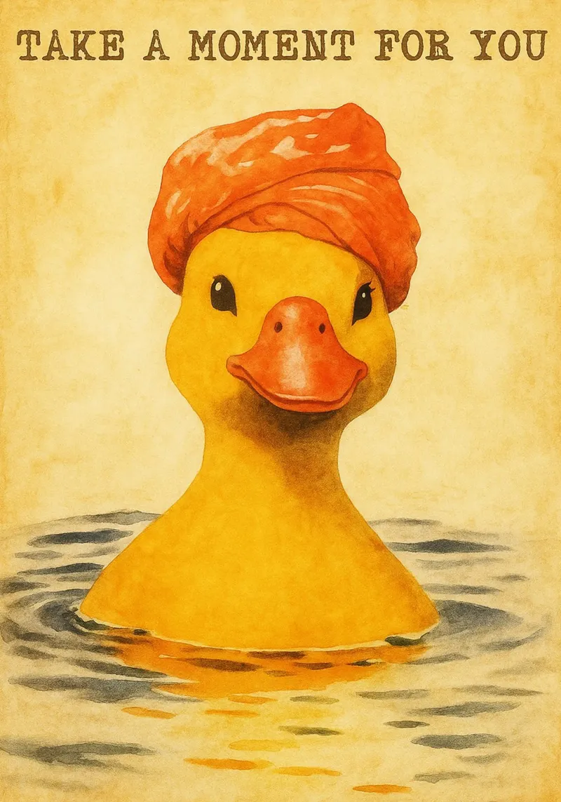 grappige eend in bad retro kunst tekening canvas van genzaa