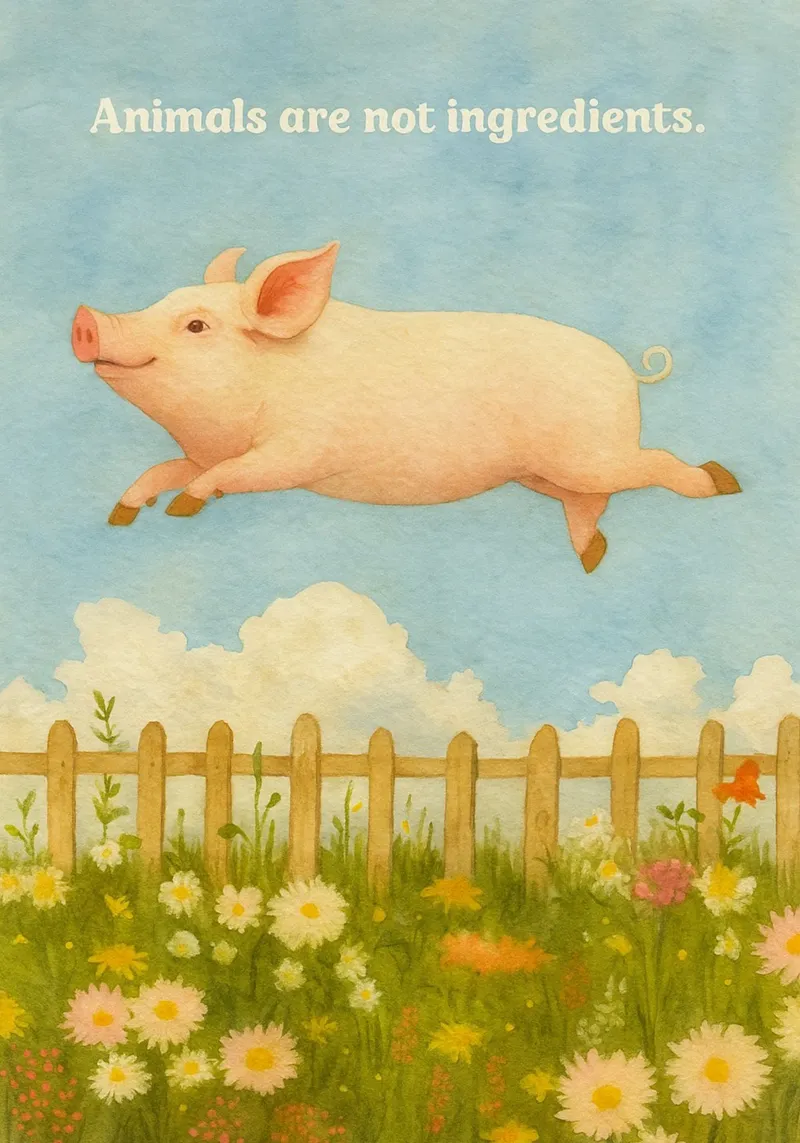 funny pig animal are not ingredients retro art drawing metacrilato de genzaa