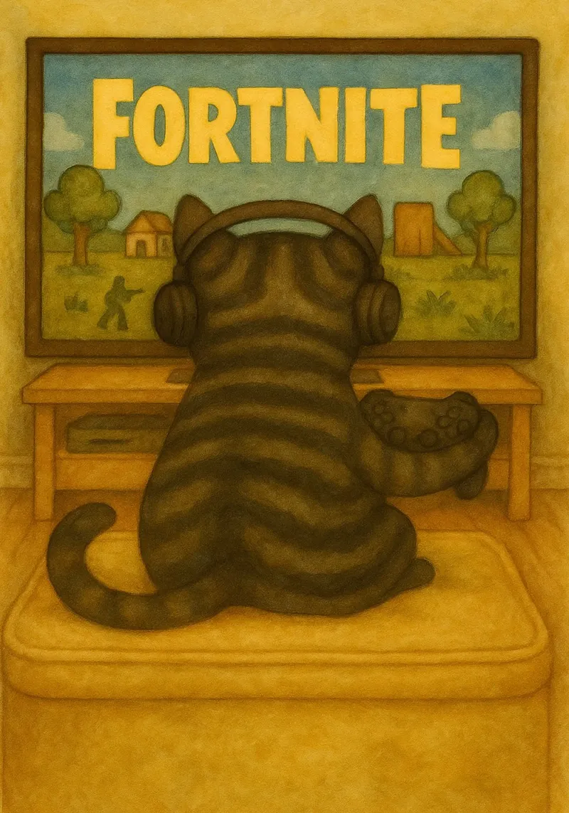 cat playing game retro art drawing canvas by genzaa