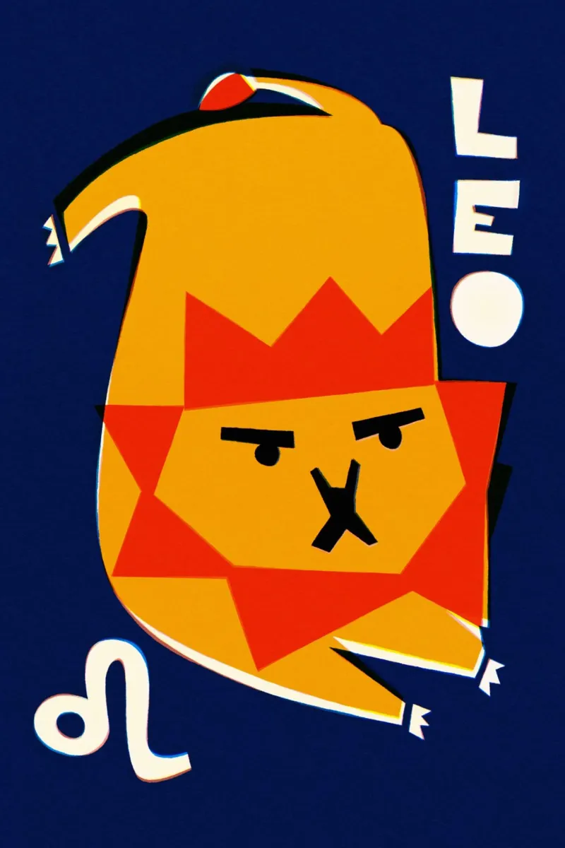 Zodiaco Leone poster con telaio in legno da Fox & Velvet