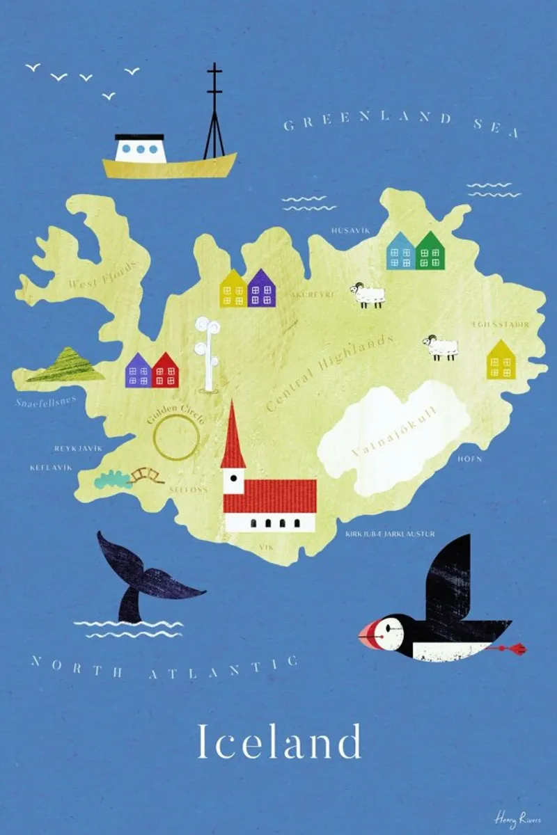 Map Of Iceland pellicola backlit da Henry Rivers