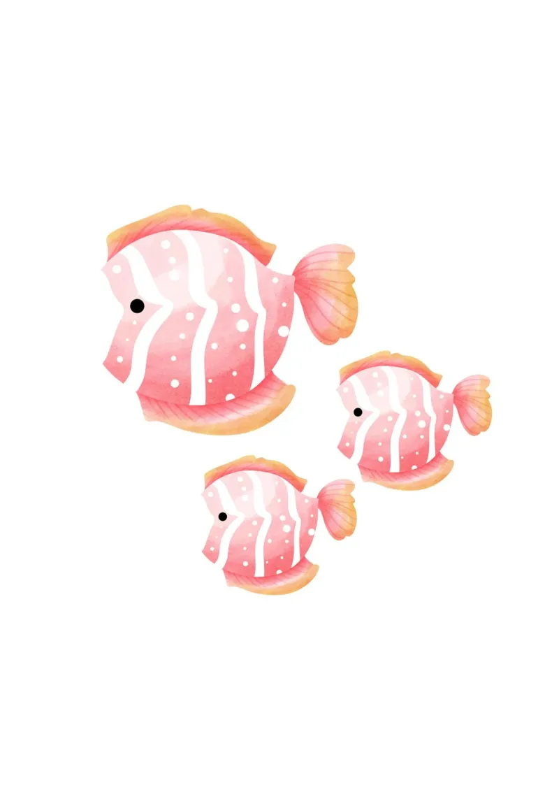 Pastel Roze Vlindervis Aquarel - Ocean Nursery Art canvas met Baklijst van ClubArt