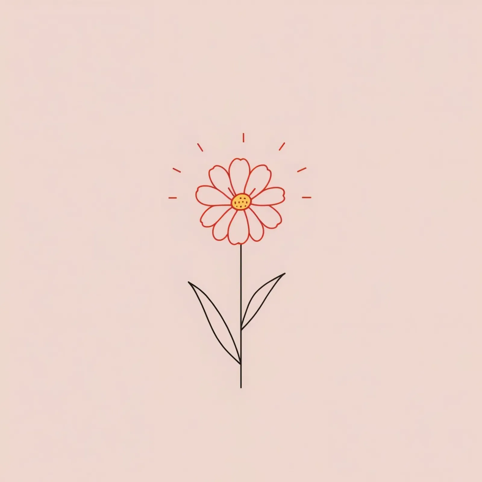 Arte floreale con un semplice fiore rosa e foglie verdi pellicola backlit da DesignDoodle