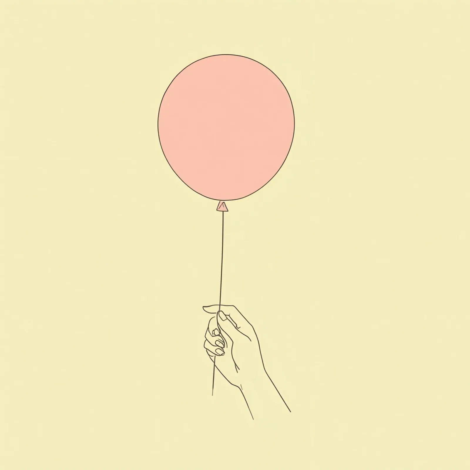 Mano che tiene un palloncino rosa su un'opera d'arte giallo tenue pellicola backlit da DesignDoodle