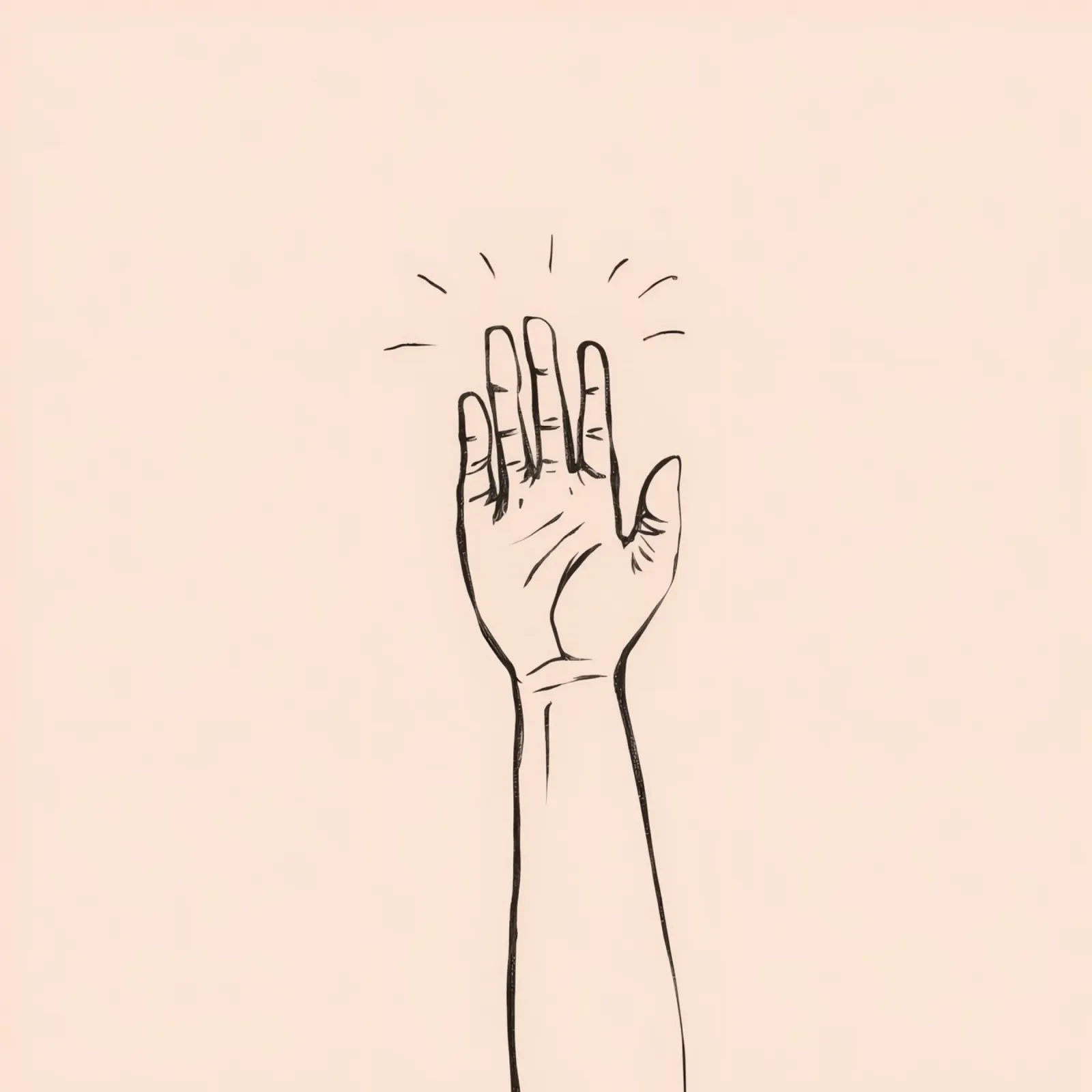 Mano alzata in segno di saluto su un semplice disegno pastello pellicola backlit da DesignDoodle