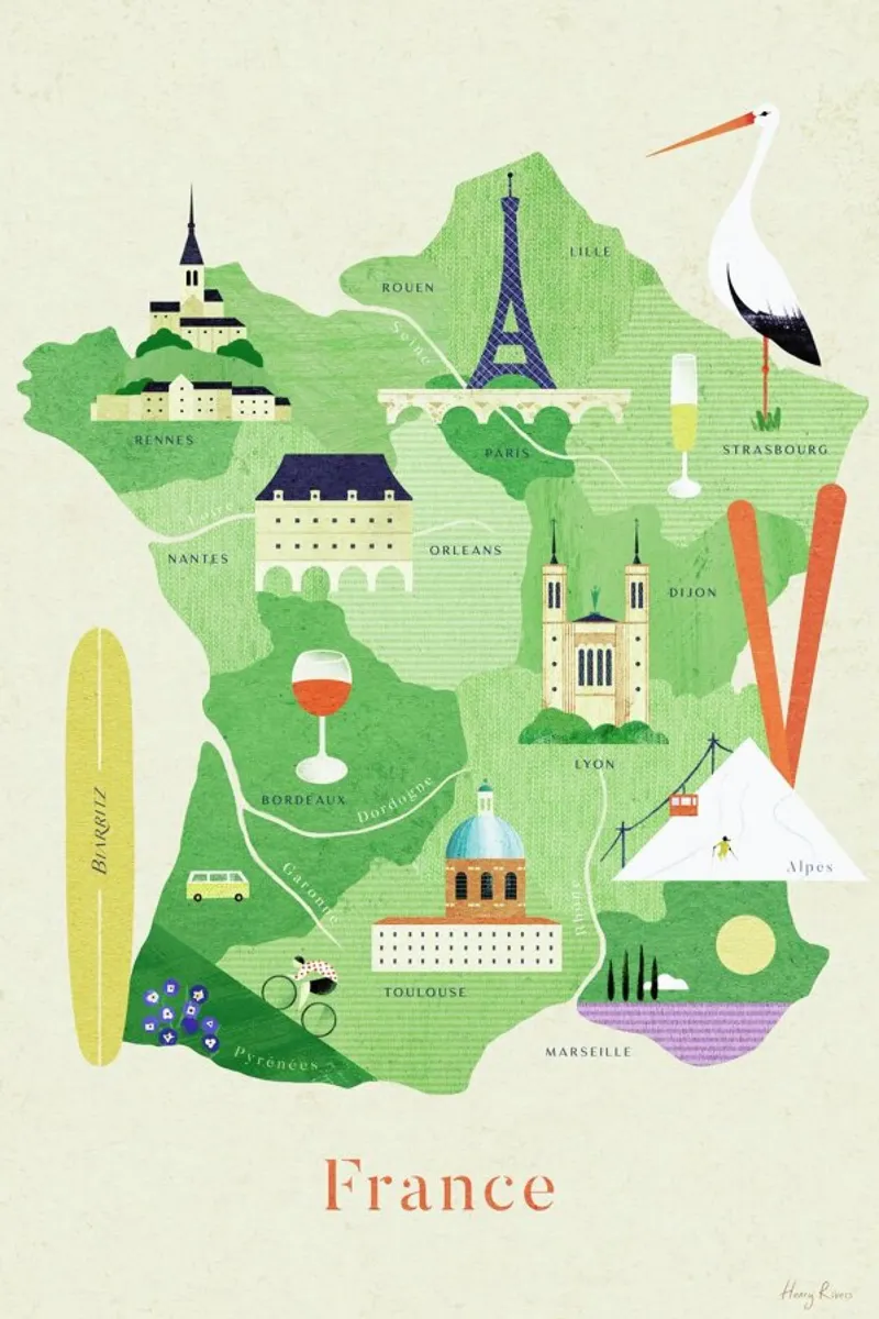 Map Of France pellicola backlit da Henry Rivers
