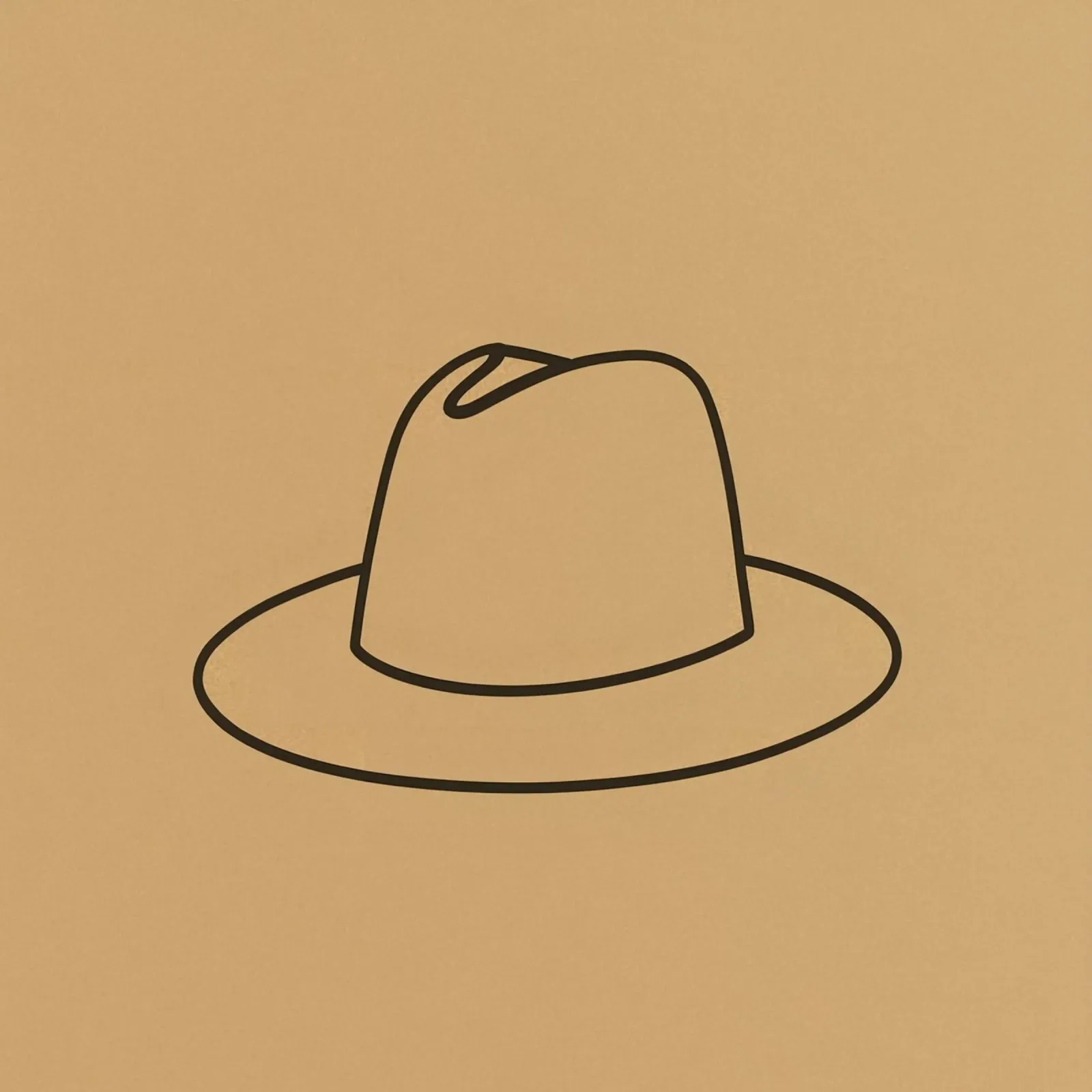 Dessin au trait minimaliste d'un chapeau affiché en art brun neutre hahnemühle de DesignDoodle