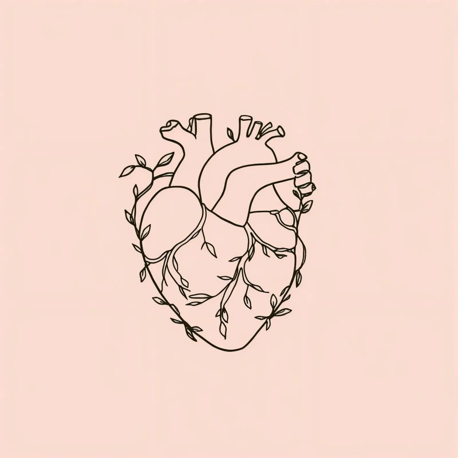 Artistic representation of a heart intertwined with plants canvas by DesignDoodle