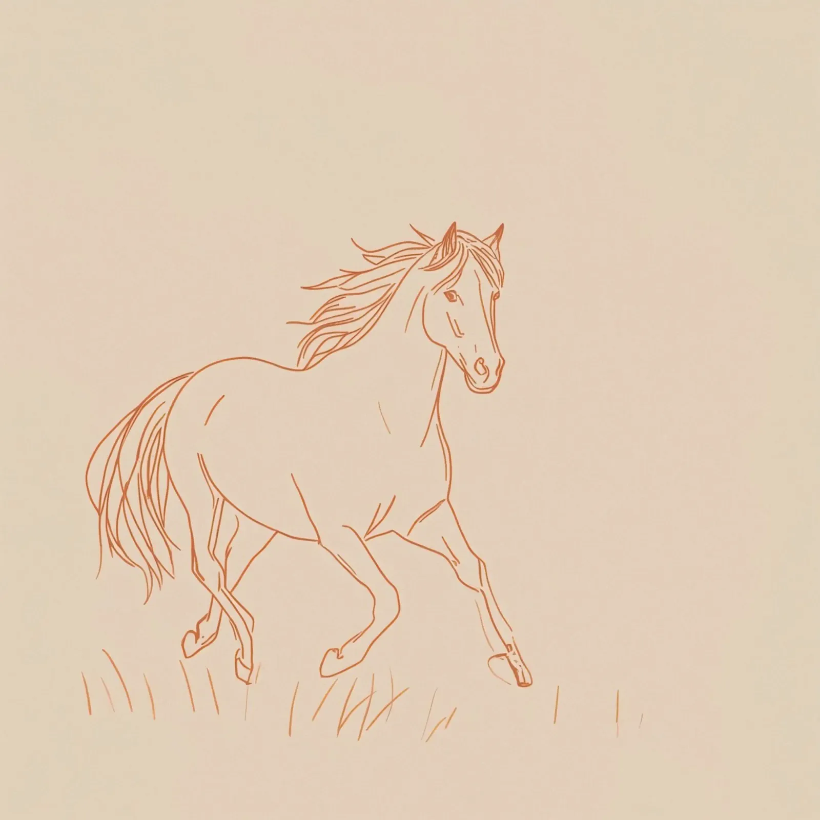 Cavallo al galoppo in un campo erboso linee rosse pellicola backlit da DesignDoodle