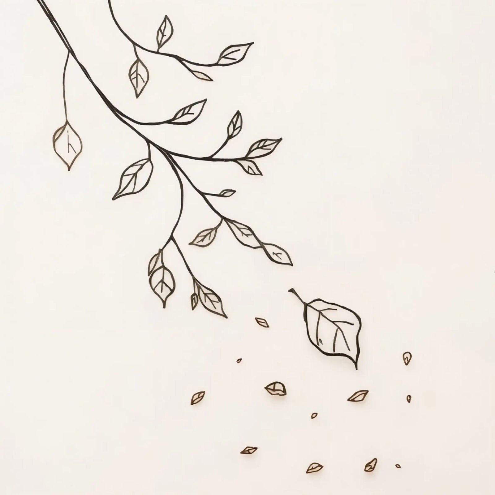 Leaves falling from a branch in a minimalistic artistic art canvas by DesignDoodle