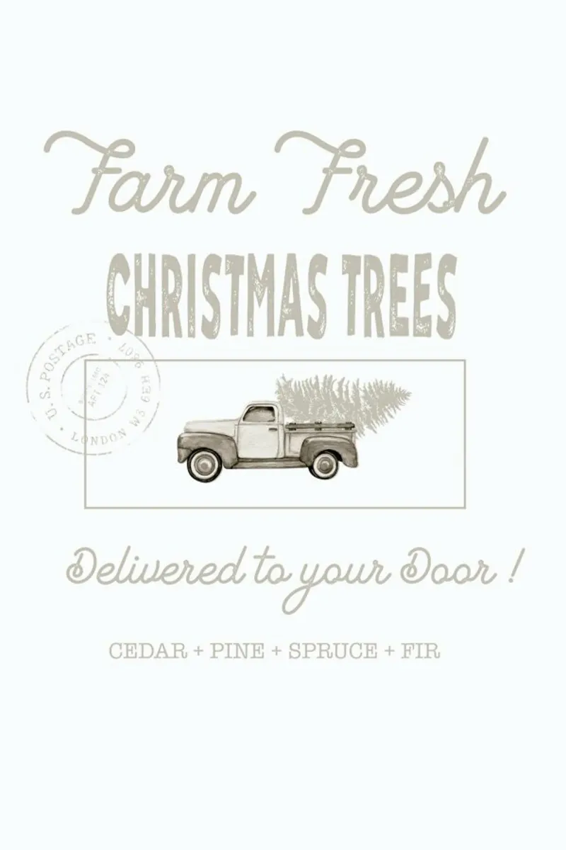 Farm Fresh Christmas Trees Beige poster con telaio in plastica da Monika Strigel