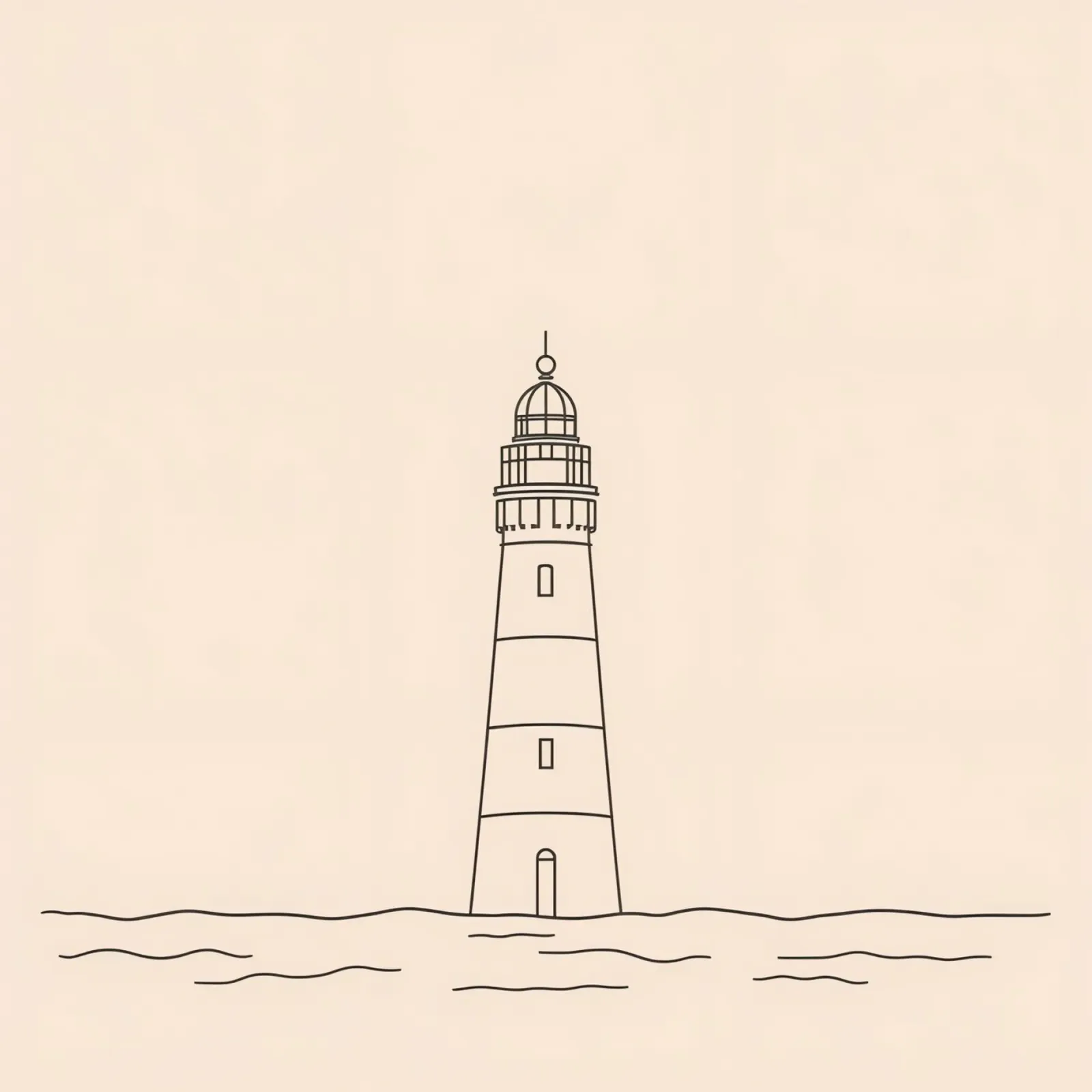 Lighthouse standing tall above gentle waves with a clear sky canvas by DesignDoodle