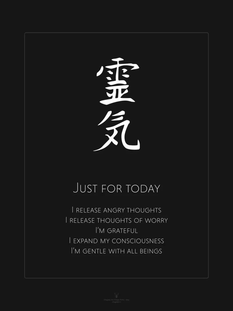 Reiki Print Yoga Poster Principles Poster Meditation Decor poster with plastic frame by Chagatai Art