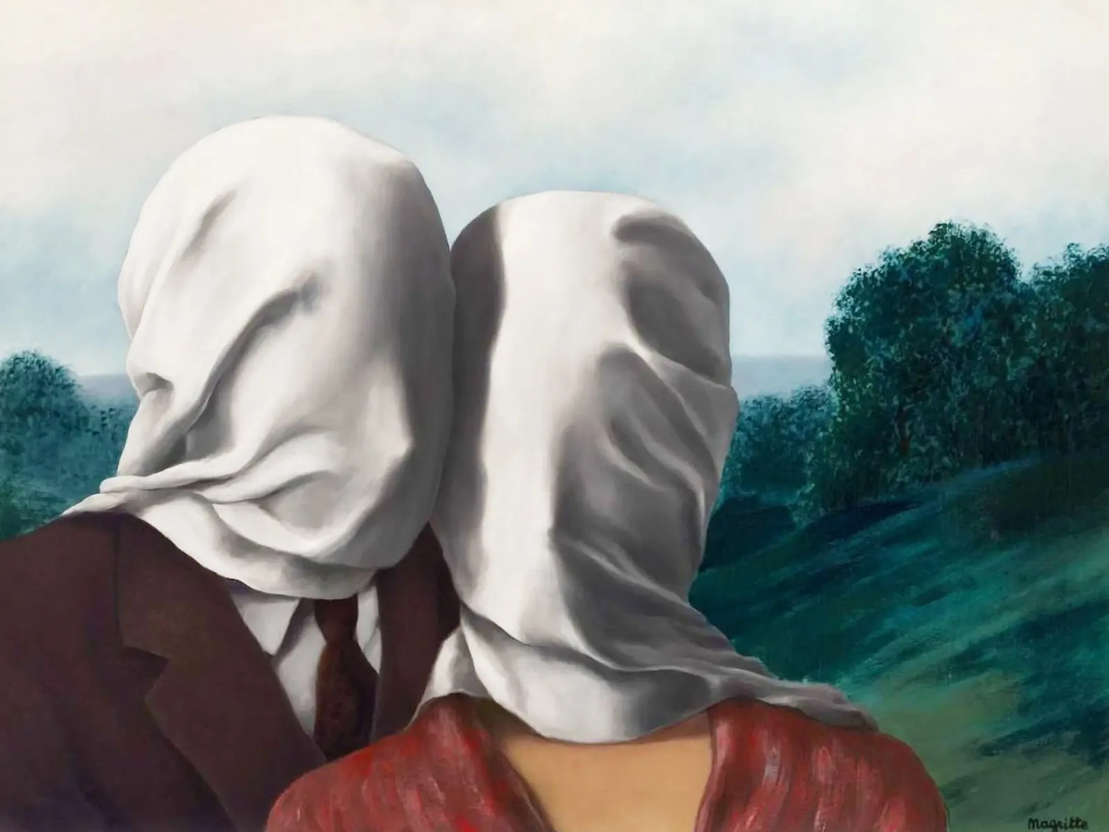 Gli amanti I di René Magritte (1928) poster con telaio in plastica da Classic Art Prints
