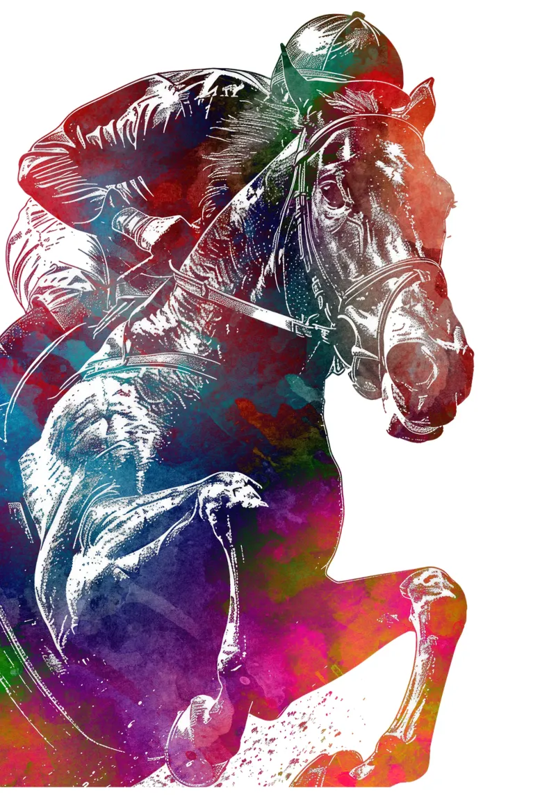 Cavaliere di cavallo sport art bianco poster da SPORT