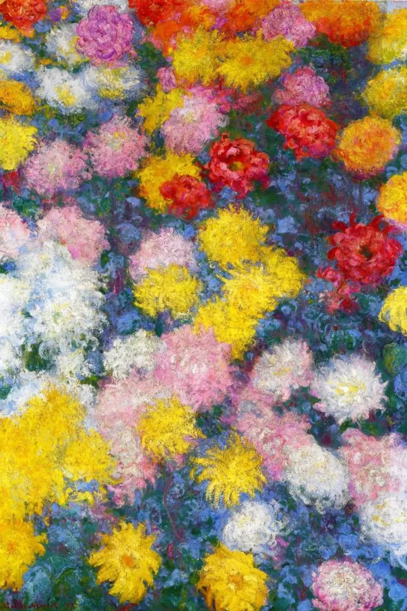 Il letto di crisantemi di Claude Monet poster con telaio in plastica da Monet Art Prints