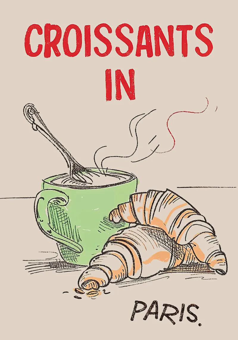 Croissants in Paris poster by Mildred Store