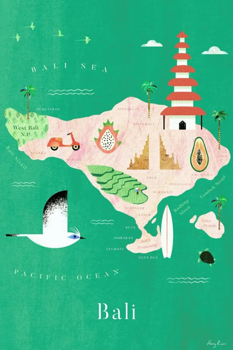 Map Of BalI pellicola backlit da Henry Rivers