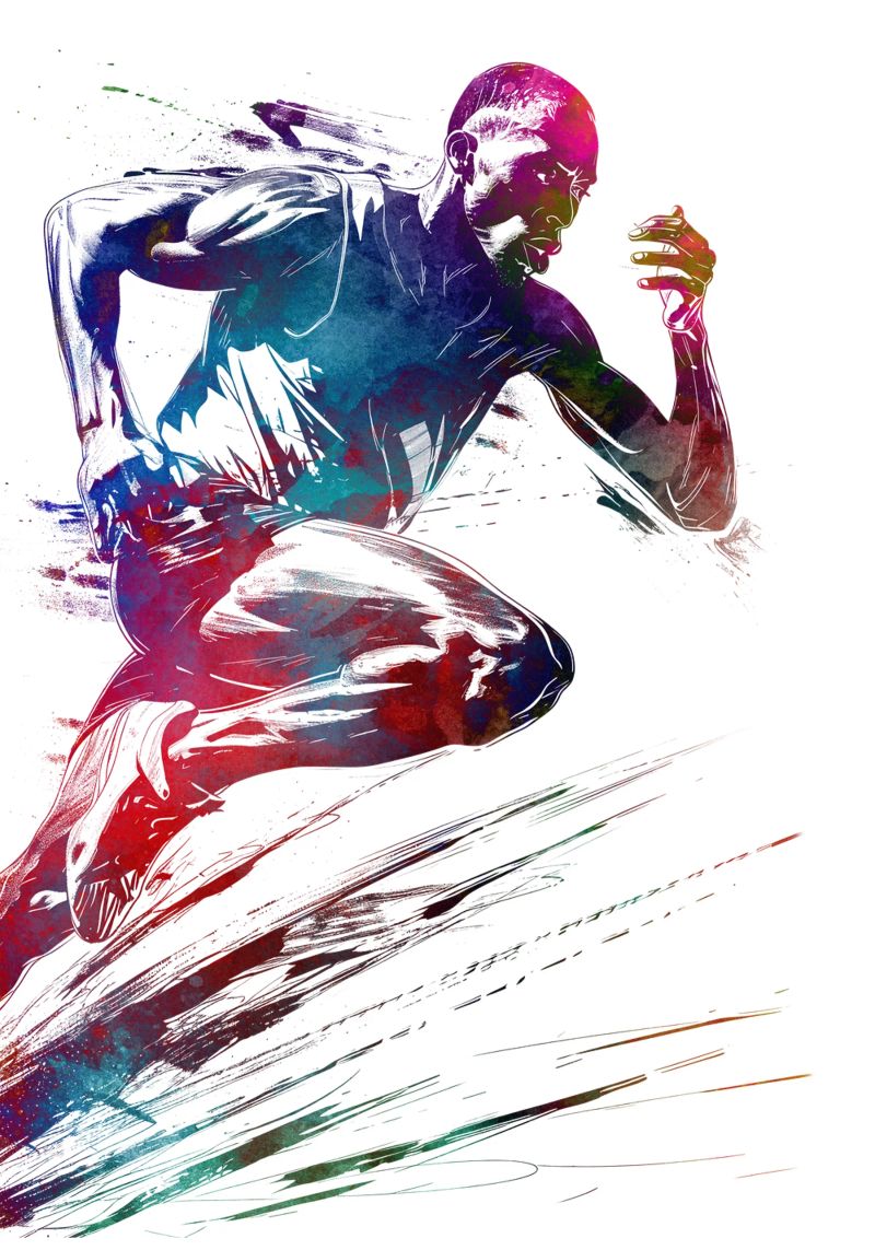 Coureur sport art blanc poster de SPORT