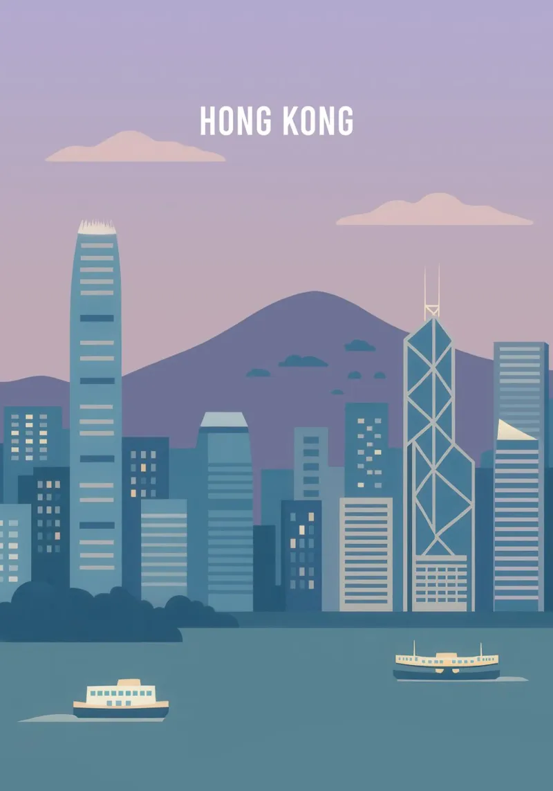 Hong Kong – Skyline in Silence metacrilato de Attaboy Dsgn