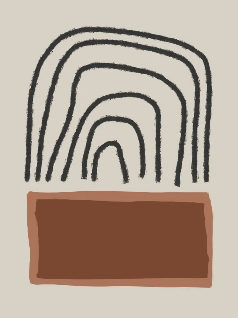 Abstract painting with organic shapes in earth tones pellicola backlit da Imaginative