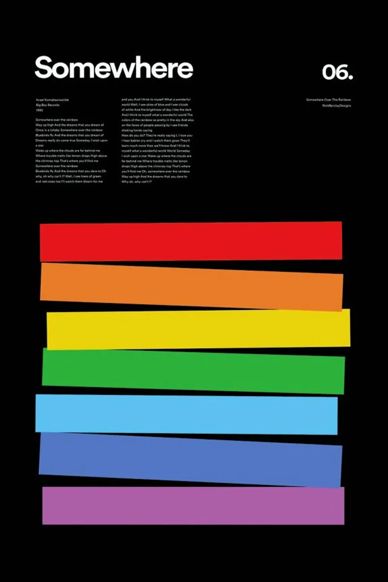 Somewhere over the Rainbow 06 poster con telaio in alluminio da Nick Barclay