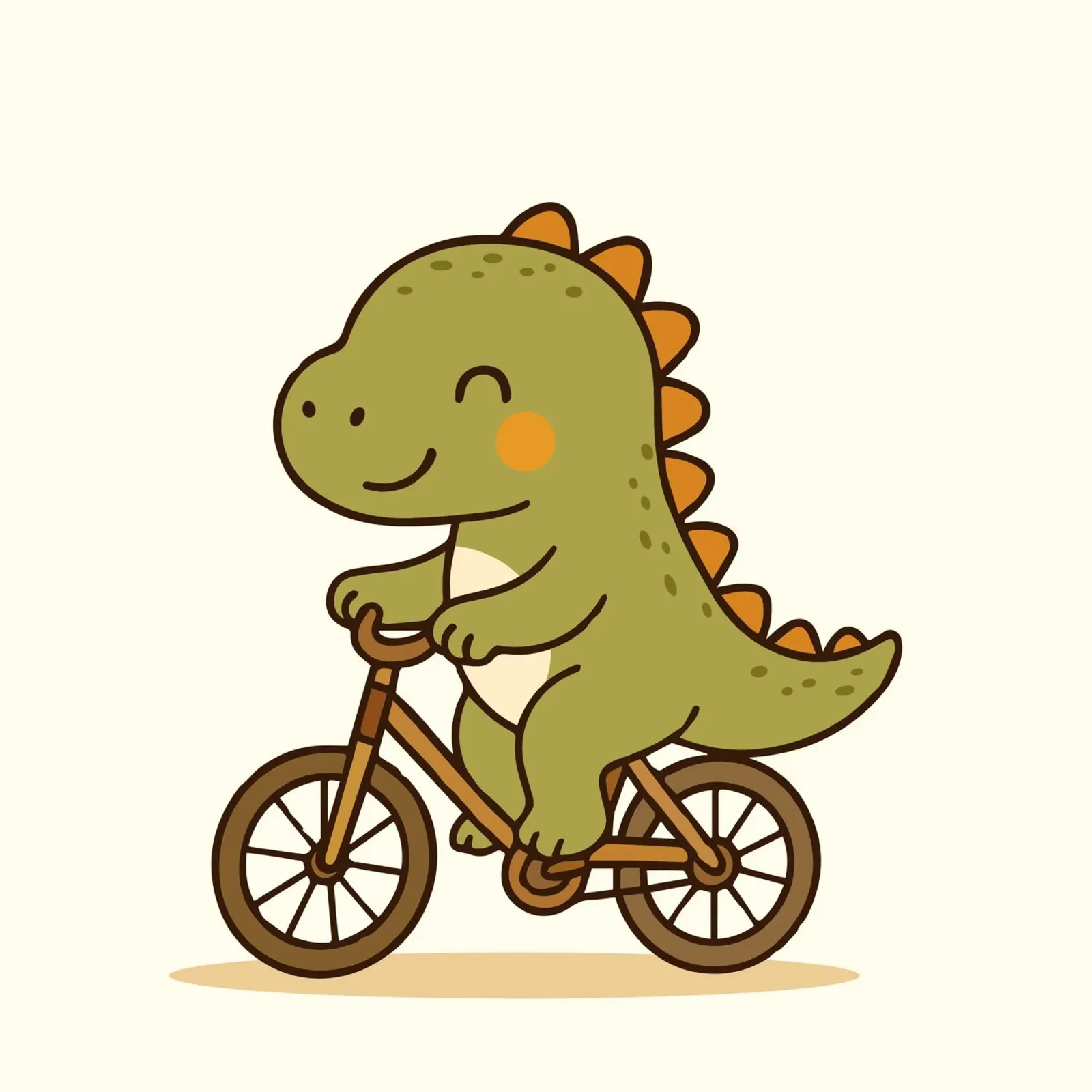 Dino va in bicicletta - simpatico motivo da cartone animato poster con telaio in plastica da namosh
