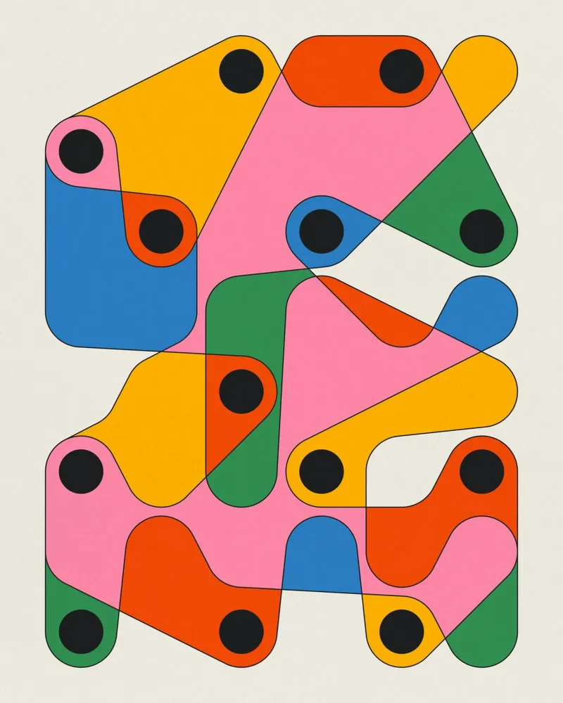 TANGENTE poster con telaio in alluminio da Jazzberry Blue