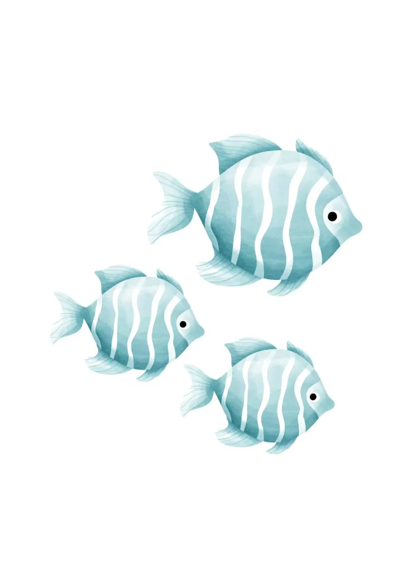 Stampa acquerello pesce blu - Vivaio oceano, camera dei bambini D alluminio dibond da ClubArt