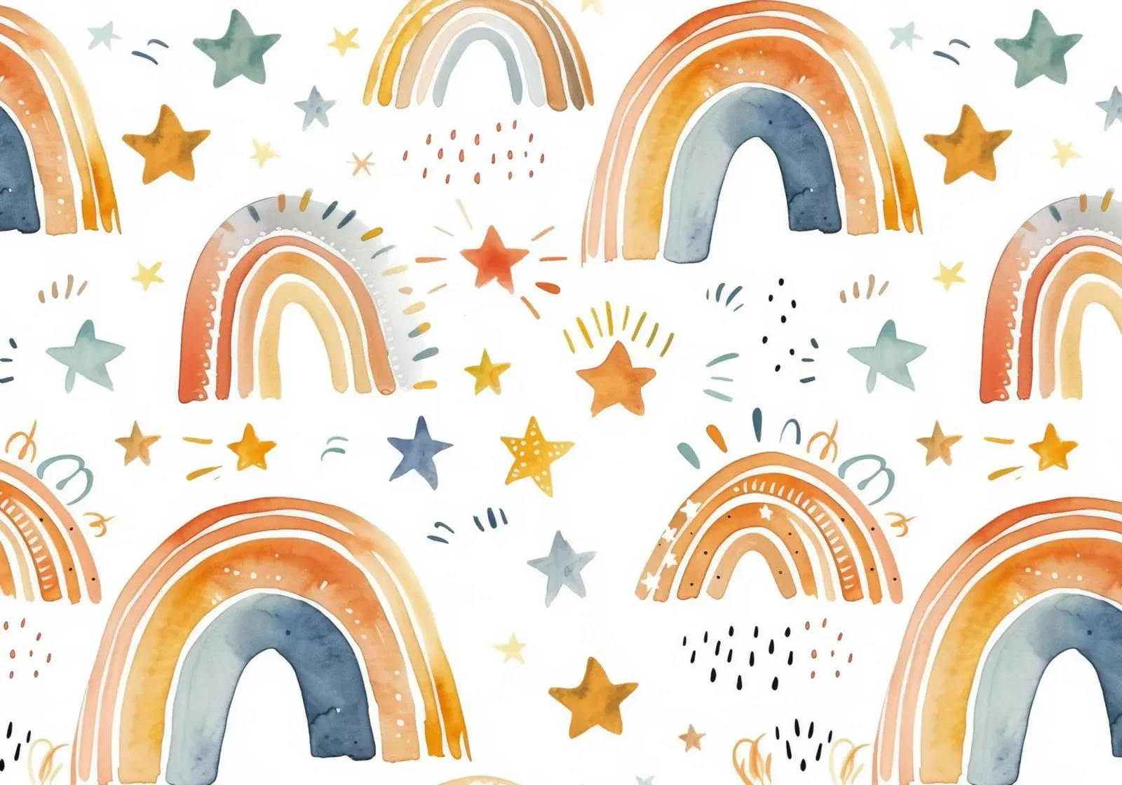Whimsical Rainbow & Stars Print - Kids Nursery Art, Boho Dec hahnemühle by ClubArt