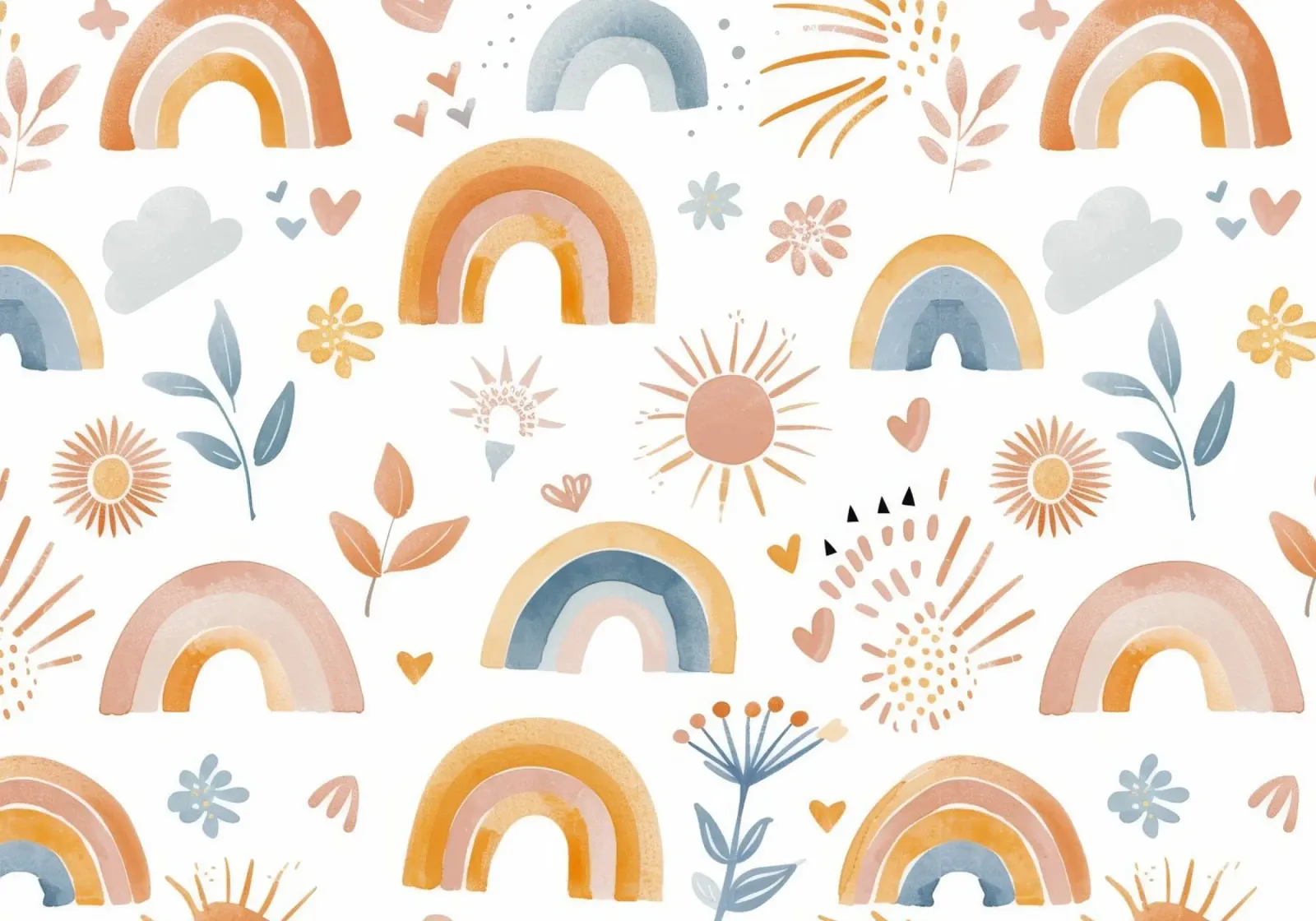 Stampa "Sunny Boho Rainbow & Nature" - Arte per la cameretta, camera dei bambini D poster da ClubArt