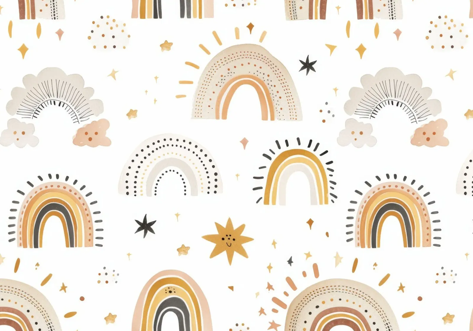 Boho neutro arco iris y estrellas de impresión - Nursery Wall Art, Niños poster de ClubArt