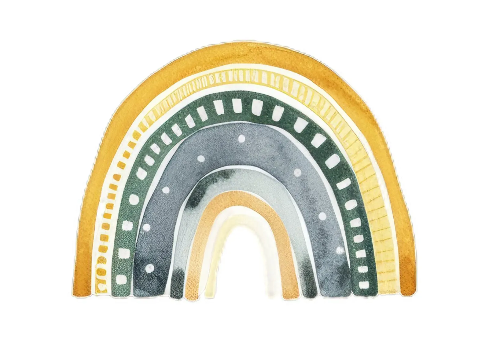 Earthy Boho Rainbow Art - Décoration de chambre d'enfant jaune moutarde et vert hahnemühle de ClubArt
