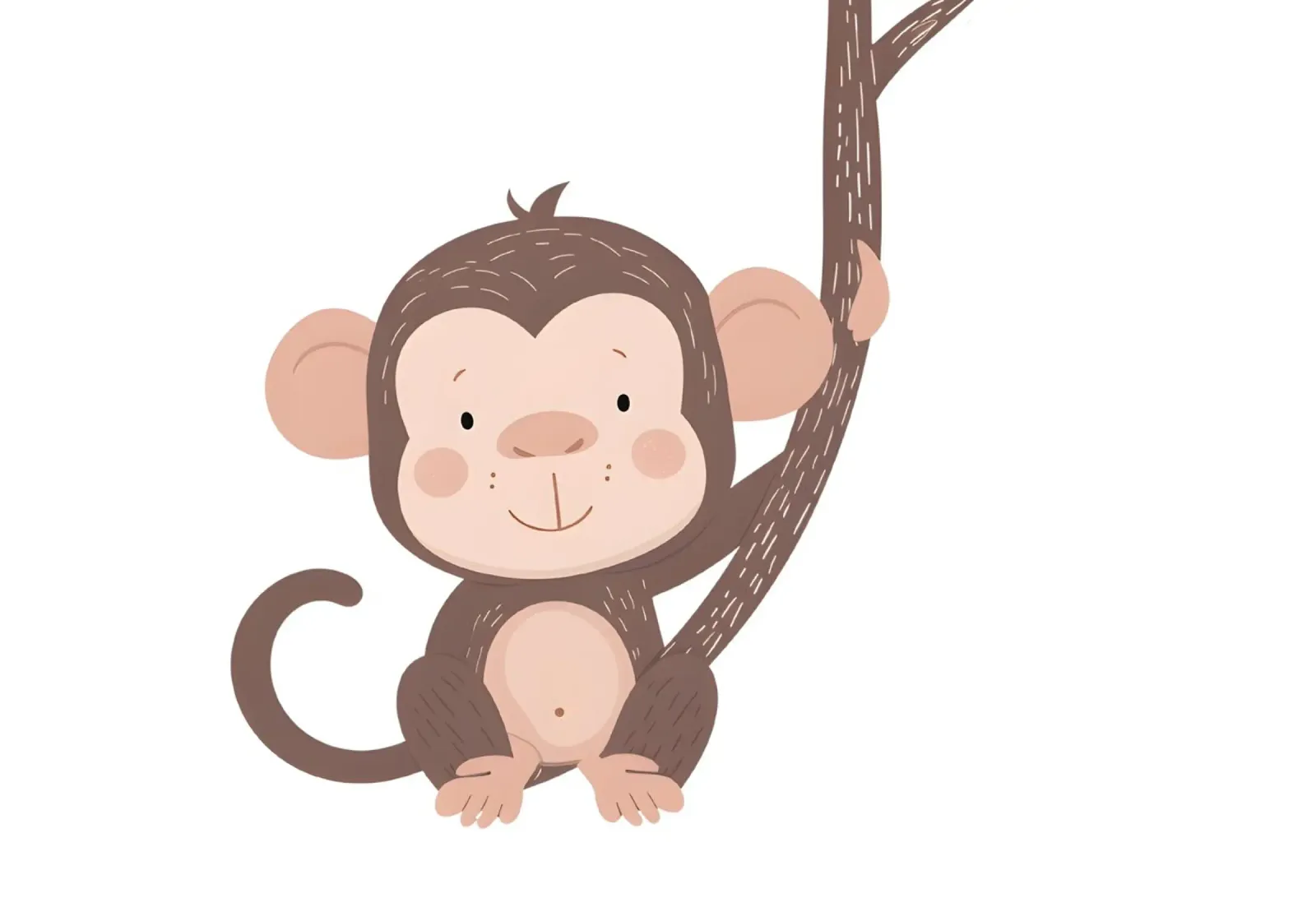 Cute Monkey on Branch Art Print - Nursery Decor, Jungle Play alu-dibond by ClubArt