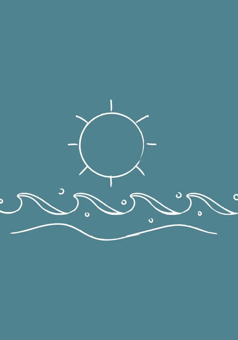 Sun & Waves Line Art Print - Coastal Minimalist, Ocean Decor canvas by ClubArt