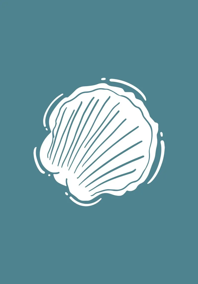 Minimalist Scallop Shell Print - Coastal Line Art, Ocean Dec canvas by ClubArt