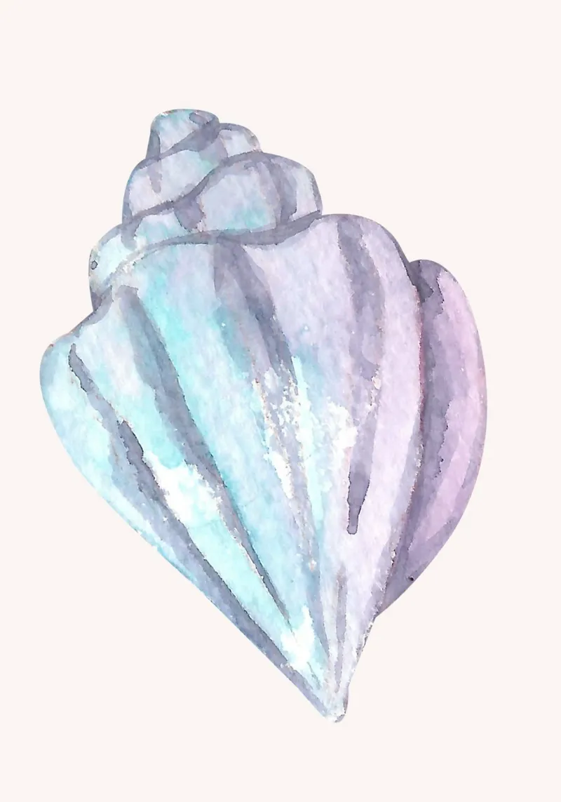 Pastel Zeeschelp Aquarel - Kustkunst, Zeemeermin-decor canvas van ClubArt