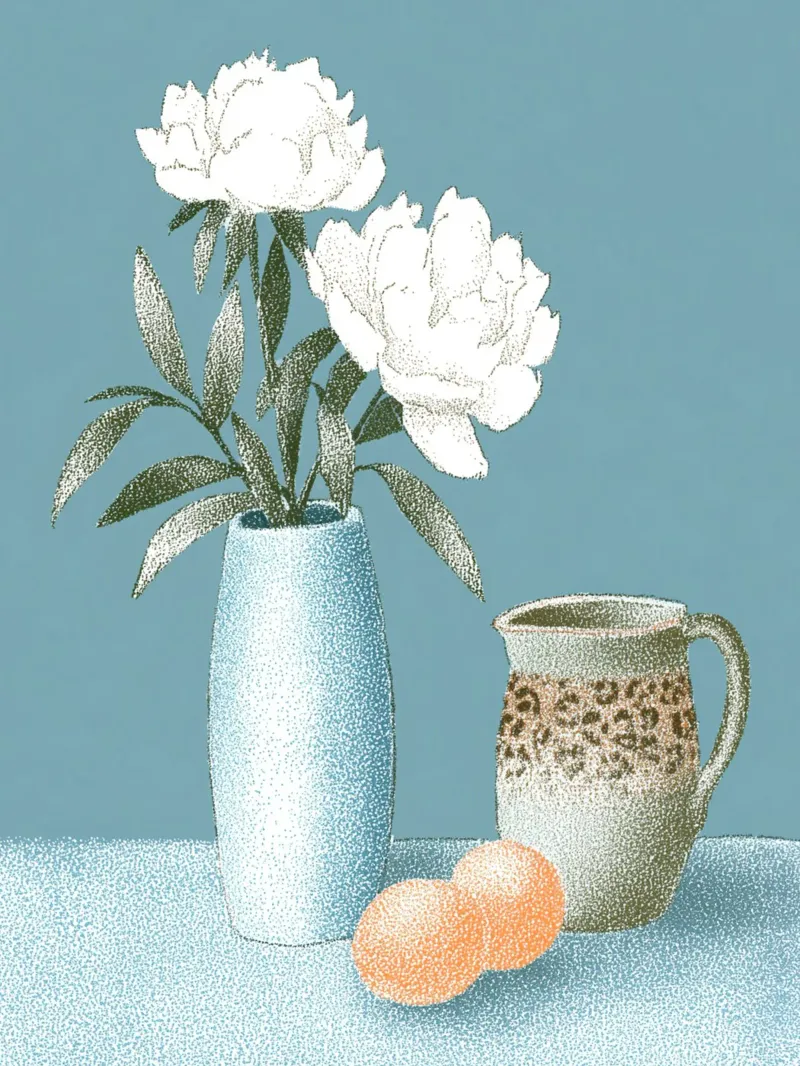 Fleurs blanches avec motif léopard poster avec cadre en bois de Carinaprint