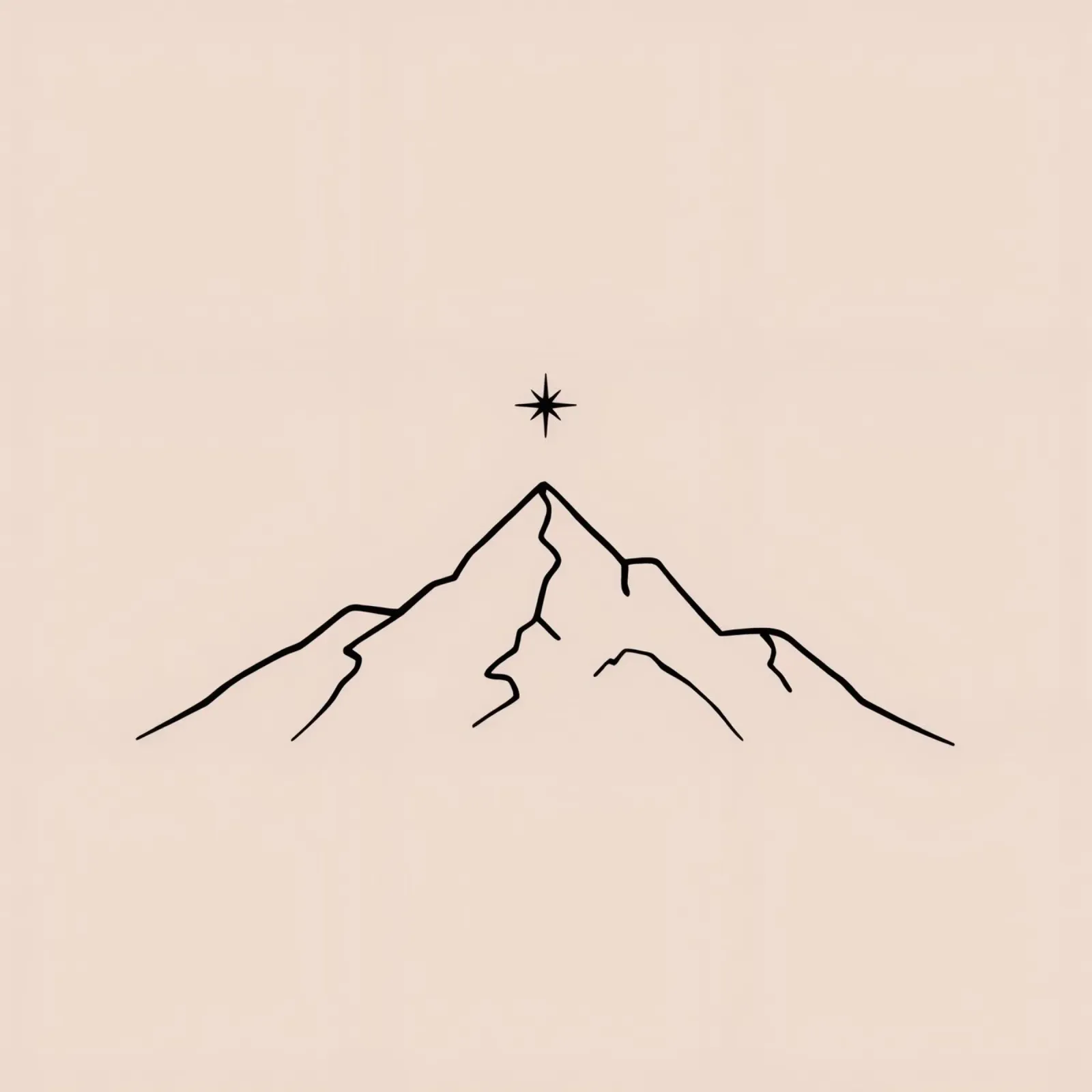Pico de montaña con una estrella encima en un diseño minimalista metacrilato de DesignDoodle
