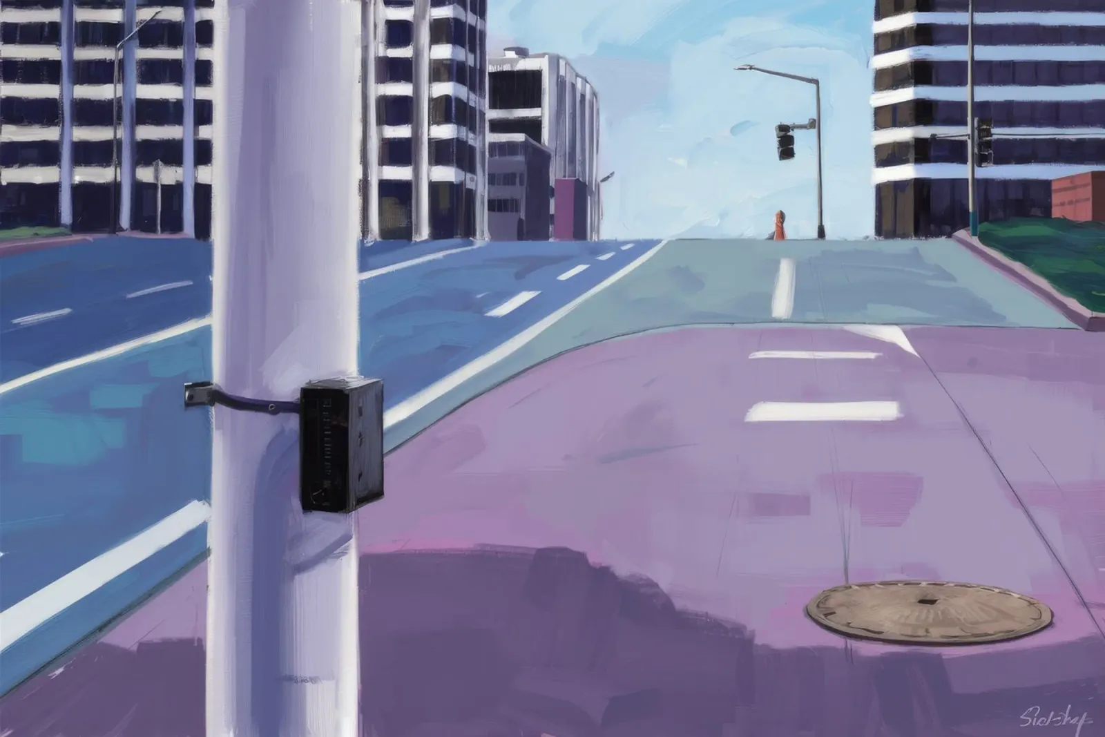 Perspectiva de la calle Violeta metacrilato de Opal Strokes