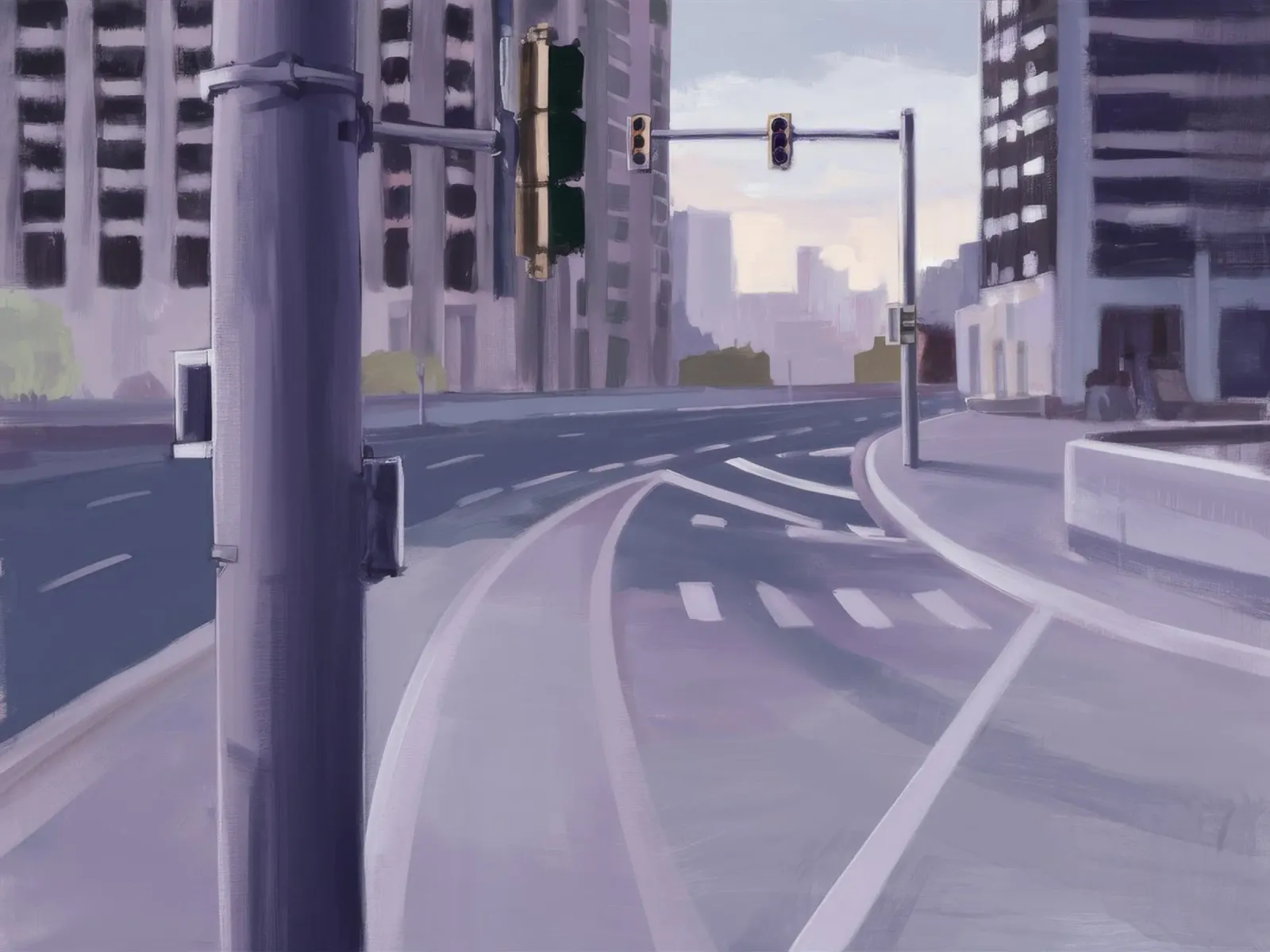 Urban Intersection Stillness canvas by Opal Strokes