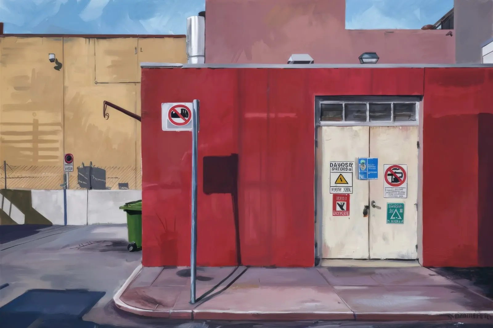 Parete rossa, porta bianca poster con telaio in plastica da Opal Strokes