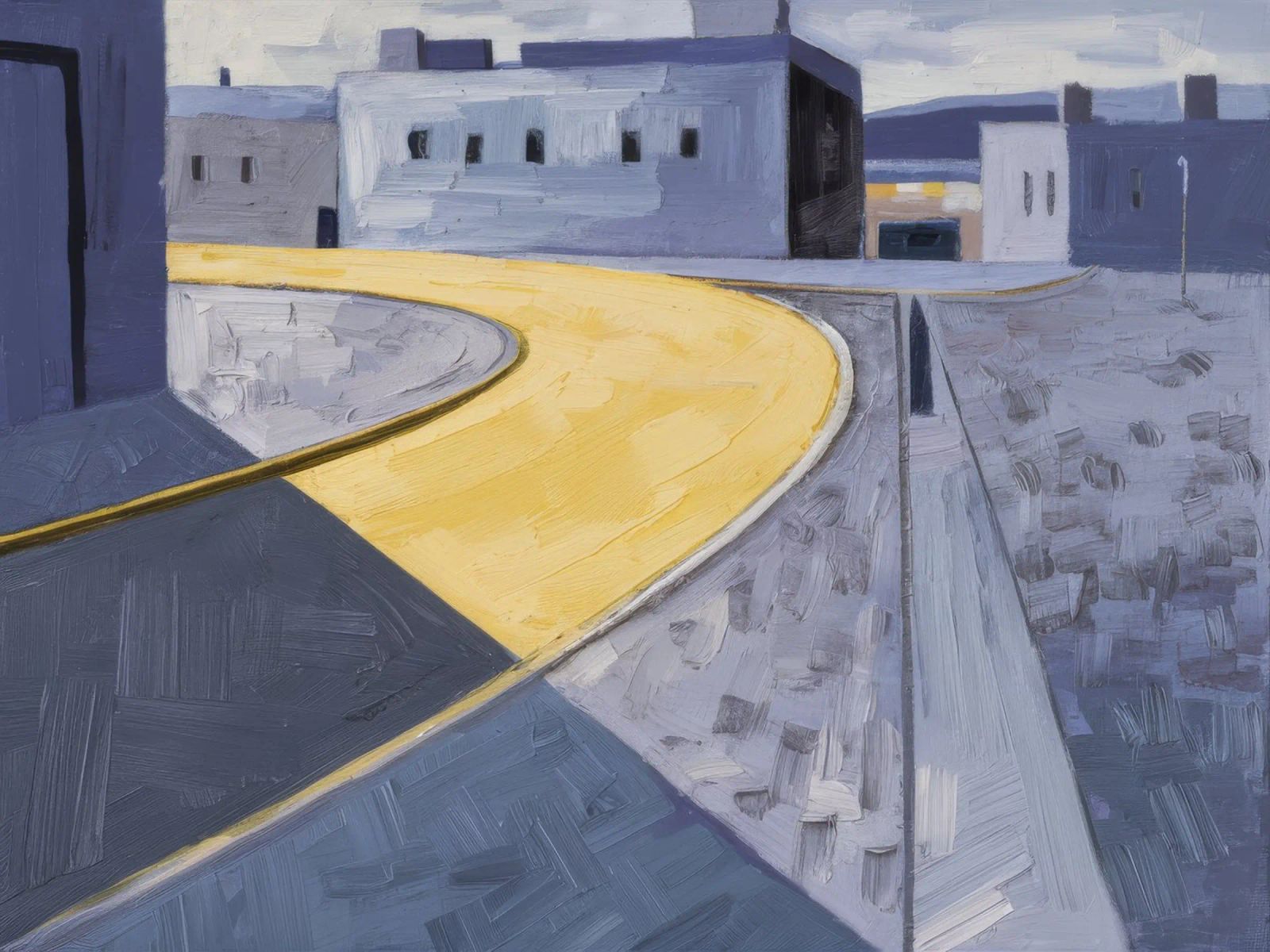 Yellow Paths Curve canvas by Opal Strokes