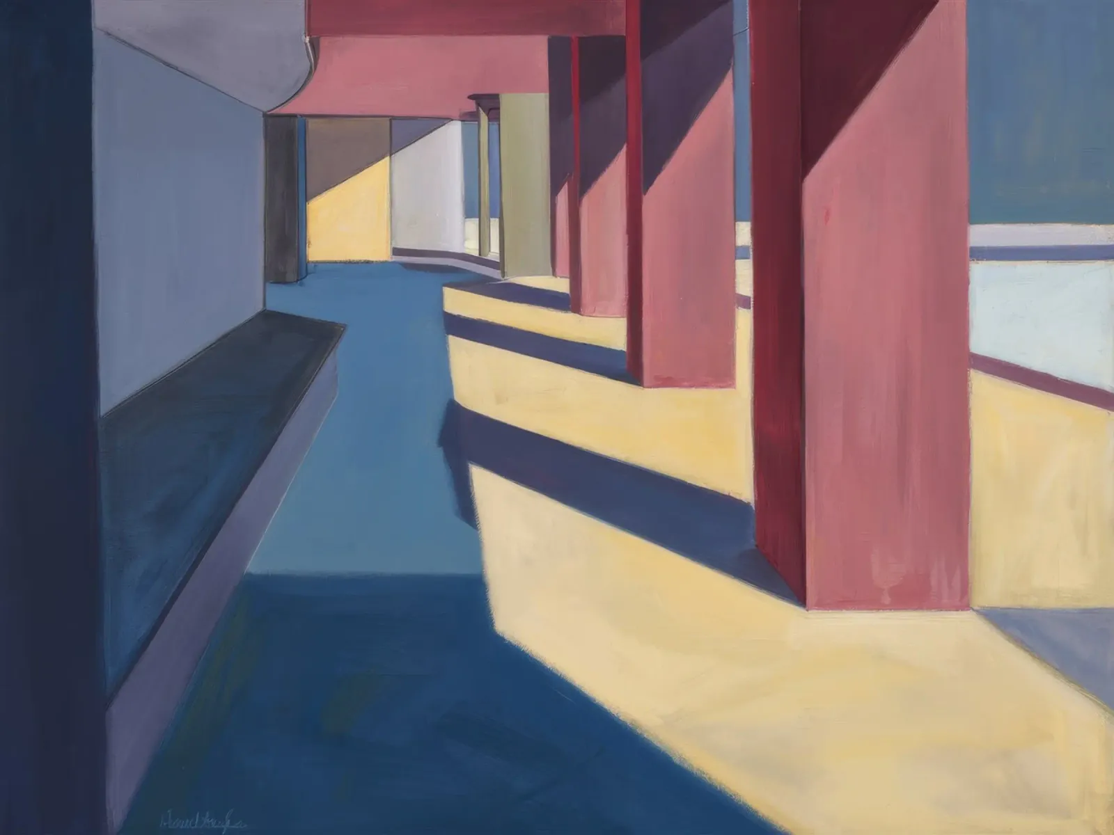 Karmozijnrode pilaar schaduwen poster van Opal Strokes