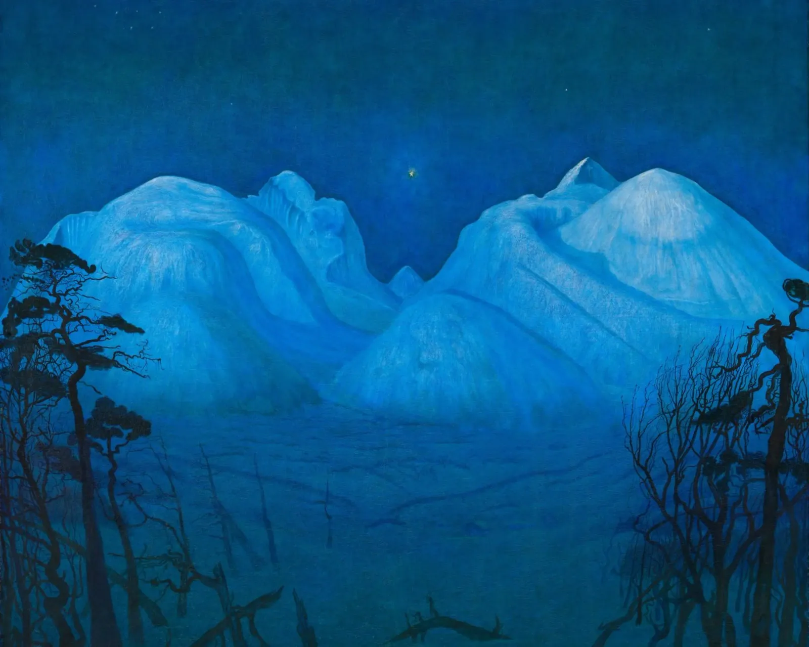Notte d'inverno in montagna di Harald Sohlberg carta hahnemühle da Venus Art